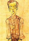 Egon Schiele Portrait with an open mouth painting